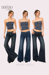 deep blue flow bootcut denim pants, regular (LONG)