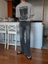 +5cm Grayish Blue Stone Bootcut Denim Pants (236)