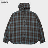 (UNISEX) ヴィンテージチェックフードシャツ