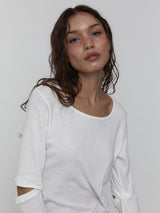Slit Sleeve Top_White