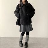 Bomi A-line pleated check midi skirt 