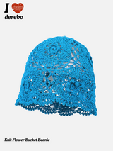 Knit Flower Bucket Beanie