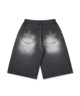Cross Stud Denim Pants - Black