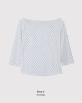 ドットクロップ七分袖Tシャツ (4color)