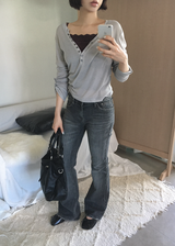 Ink Black Mid-Rise Semi-Bootcut Denim Jeans