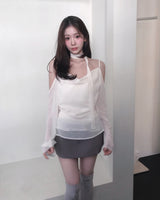 romang drape cut off-shoulder bl tie set