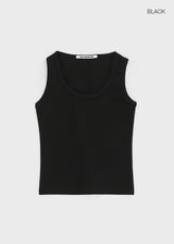 [B-BASIC] テンションスタンダードバックシームUネックノースリーブトップ (2 SIZE)