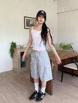 SIDE SHIRRING BUTTON SLEEVELESS (3C)