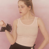 DOT RIBBON SLEEVELESS TOP - PINK