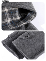 wool checkered hooded toggle quilting quilted long coat