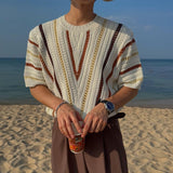 [A-K9979] Vクロシェショートスリーブサマーニット