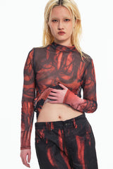 Embryo hair texture printed bottoming shirt