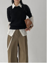 Autumn Wool Cable Knit Half Knit