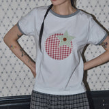 Tomato Patch Ringer Tee (White) F25QB140