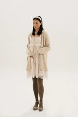Boucle long cardigan - glitter beige