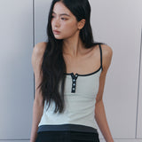 C CONTRAST BUTTON SLEEVELESS TOP_MINT
