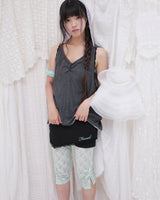 FLORAL LACE DOUBLE HOOD SLEEVELESS / CHARCOAL
