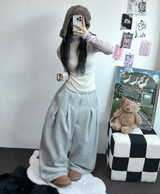 M,XL🤎2サイズ🤎 ダブルピンタックワイドロングバルーンパンツ ❤🤎🖤🩶4カラー