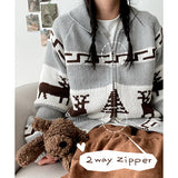 Synd Deer Two Way Knitwear Zip-Up Cardigan