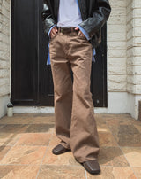 Curden Diagonal Cut Curved Bootcut Pants