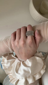 Silver layered bold ring