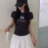 [MADE/7color] タイニーリブレタリング半袖Tシャツ
