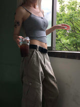 Henley ribbed sleeveless(3color)