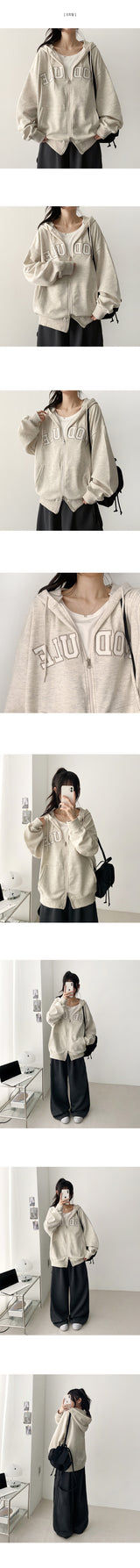 Modular Patch Embroidery Hoodie Zip-Up