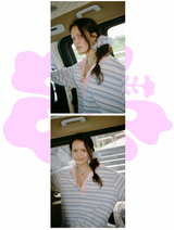 ハイビスカスストライプTシャツ blue