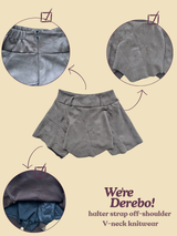 suede unbalanced brown mini skirt
