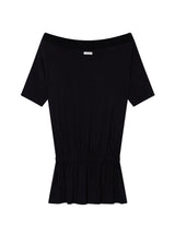 ドレープバンド オフショルダートップ(BLACK)
