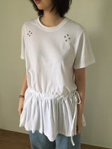 Eyelet Ruffle Crewneck T-Shirt (3color)