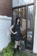 ベイビードールドレス IN BLACK CHECK