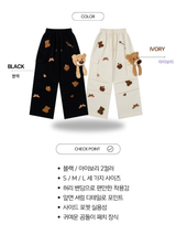 Bear Patch Banding Shirring Casual Pants