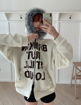 Loud Corduroy Stud Fur Hood Zip-Up