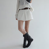 [Hariton] Back Banding Cutting Mini Pants Skirt Belt Set -2color