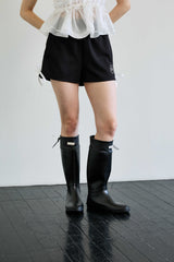 RIBBON JERSEY TRACK MICRO SHORTS / BLACK