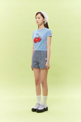 SIGNATURE BIG CHERRY CROP T-SHIRT - SKY 