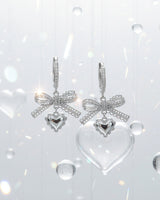 [Hearts2Hearts Yuha Piercing] Coquette Laced Ribbon and Heart Huggies Piercing