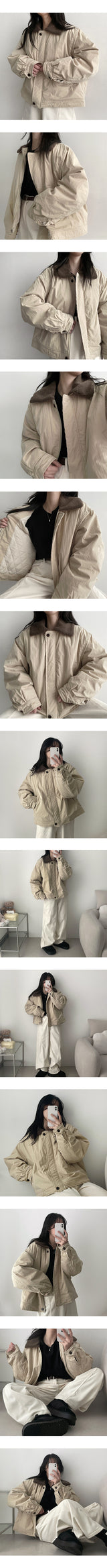 Fobon wool collar quilted jumper