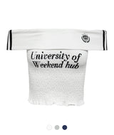 Weekend Varsity Shirring Top