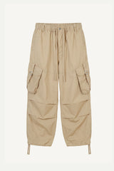 Buckle Washed Cargo Wide Pants