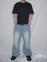 ストライプレイヤードロングスリーブTシャツ (3c)
