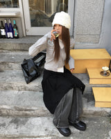 Shirring hood cardigan