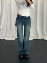 Lucid Two-Button Low-Rise Bootcut Denim