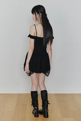 ペタルラッフルドレス black