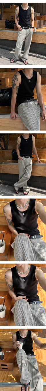 [S/S] High ribbed logo sleeveless(6color)