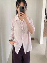 クリーン アップ シースルー ルーズフィット シャツ