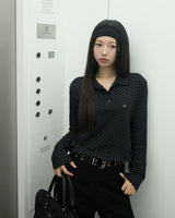 Tweety Frill Collar Polka Dot Long Sleeve T-Shirt
