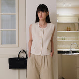 Cream Tweed Button Vest